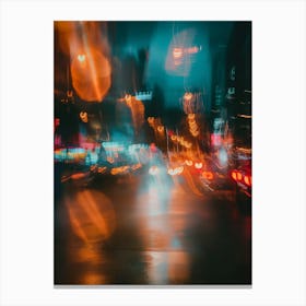 Blurred City Street At Night Canvas Print