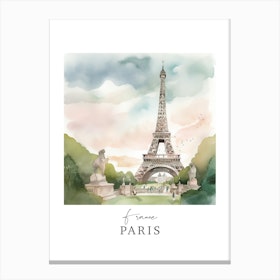 France, Paris Storybook 7 Travel Poster Watercolour Canvas Print