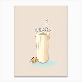 Almond Milkshake Dairy Food Minimal Line Drawing 1 Canvas Print