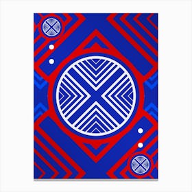 Geometric Glyph in White on Red and Blue Array n.0040 Canvas Print