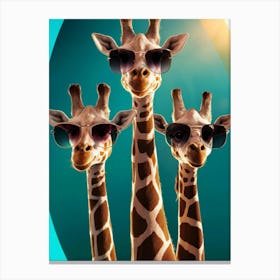 Three Giraffes In Sunglasses Canvas Print