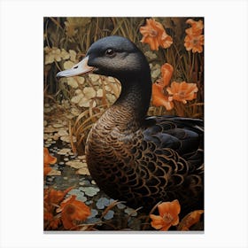 Dark And Moody Botanical Duck 2 Canvas Print