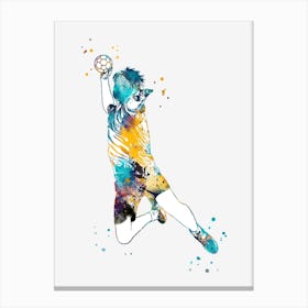 Handball Player Boy Hits The Ball Canvas Print