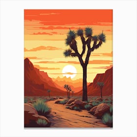  Retro Illustration Of A Joshua Trees At Dawn In Desert 5 Canvas Print