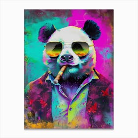 Animal Party: Crumpled Cute Critters with Cocktails and Cigars Panda Bear Smoking Canvas Print