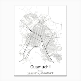 Guamuchil,Mexico Minimalist Map Canvas Print