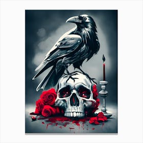Raven And Roses 1 Canvas Print