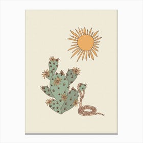 Cactus & Sun Canvas Print