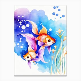 Twin Goldfish Watercolor Painting (43) Canvas Print