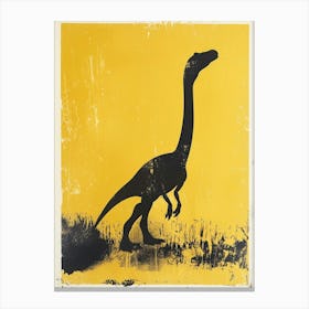 Mustard Linocut Dinosaur Silhouette 3 Canvas Print