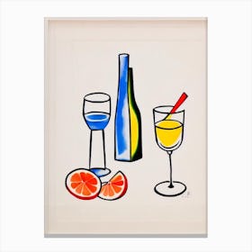 Caipirinha 2 Picasso Line Drawing Cocktail Poster Canvas Print