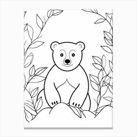Line Art Jungle Animal Sun Bear 1 Canvas Print