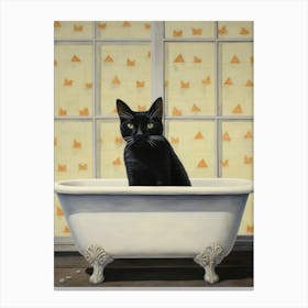 Black Cat In Bathtub 7 Canvas Print