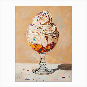 Trifle With Rainbow Sprinkles Beige Painting 1 Canvas Print