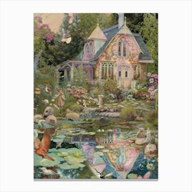Pond Monet Fairies Scrapbook Collage 8 Canvas Print