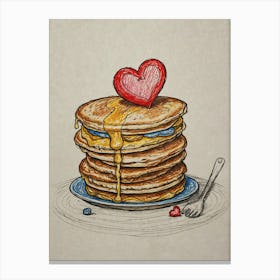 Pancakes With A Heart Canvas Print