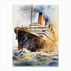 Titanic Ship In The Sea Watercolour 1 Canvas Print