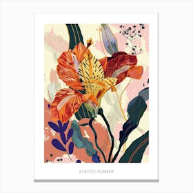 Colourful Flower Illustration Poster Statice Flower 2 Canvas Print