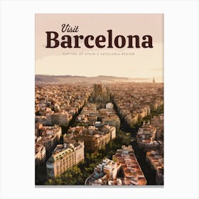 Visit Barcelona Canvas Print