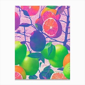 Orange Risograph Retro Poster Fruit Canvas Print