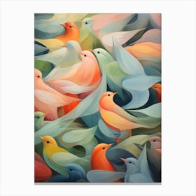 Muted Bird Pattern Canvas Print