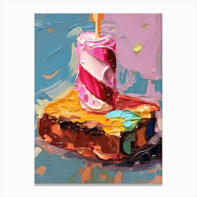 A Slice Of Birthday Cake Oil Painting 6 Canvas Print