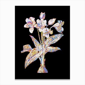Stained Glass Crinum Giganteum Mosaic Botanical Illustration on Black n.0229 Canvas Print