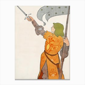 Woman Holding A Flag And Sword Illustration, Edward Penfield Canvas Print