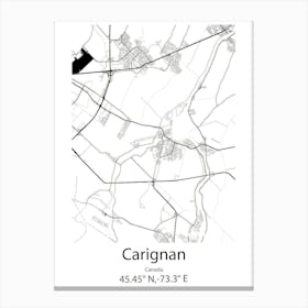 Carignan,Canada Minimalist Map Canvas Print