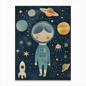 Boho Nursery 15 Astronaut Girl Canvas Print