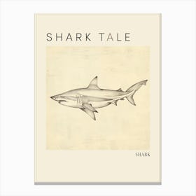 Vintage Shark Pencil Illustration 6 Poster Canvas Print