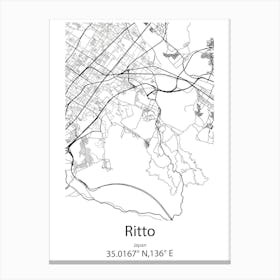 Ritto,Japan Minimalist Map Canvas Print