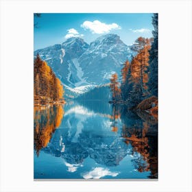 Autumn Trees Reflected In A Lake Canvas Print