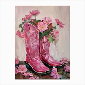 Pink Cowgirl Boots Painting Hot Pink Western 3 Canvas Print
