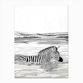 Zebra In Water 1 Canvas Print