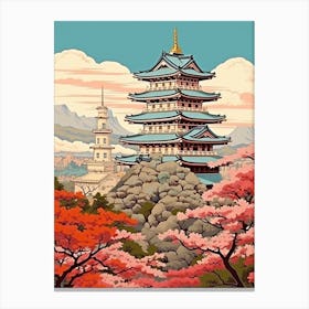 Himeji Castle, Japan Vintage Travel Art 4 Canvas Print