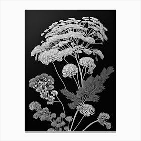 Yarrow Wildflower Linocut 2 Canvas Print