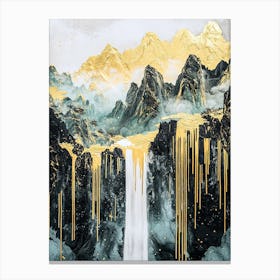 Hida Mountains Golden Peaks - Mystic Luxe Canvas Print