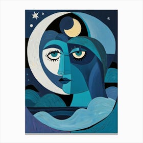 Moon And The Sea Canvas Print