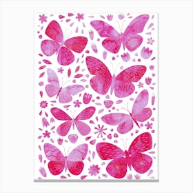 Pink Watercolor Butterflies Canvas Print