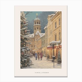 Vintage Winter Poster Vilnius Lithuania 2 Canvas Print