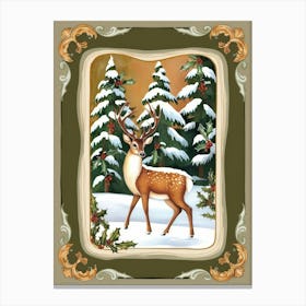 Deer In The Forest Style William Morris 1 Canvas Print