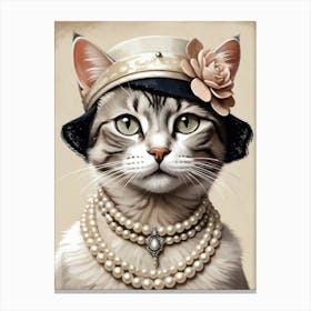 portrait of a cat from the 19th century 4 Canvas Print