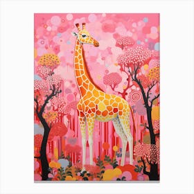 Colourful Giraffe & The Trees Canvas Print