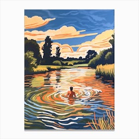 Wild Swimming At River Waveney Suffolk 3 Canvas Print