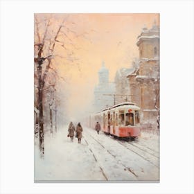 Dreamy Winter Painting Budapest Hungary 2 Canvas Print