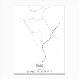 Kiso,Japan Minimalist Map Toile