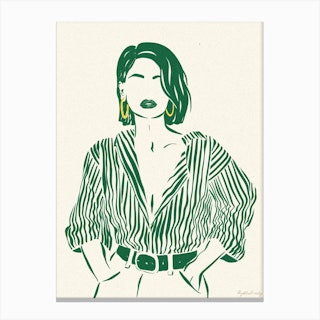 Woman In Green 2 Canvas Print