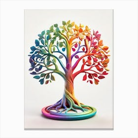 Default Stylized 3d Tree Of Life In Bright Rainbow Colors On A 1 (4) Canvas Print