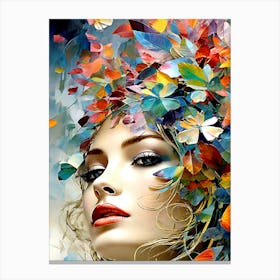 Beautiful Woman With Colorful Hair Canvas Print